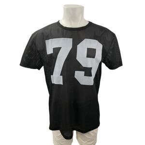 Topman Men's Black 79 Football Mesh Short Sleeve T Shirt Tee Jersey Top Size M